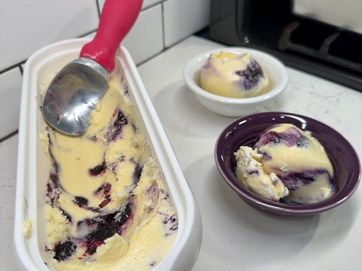 Sweet Corn Ice Cream 2.0 (with a boozy blueberry&nbsp;ribbon)