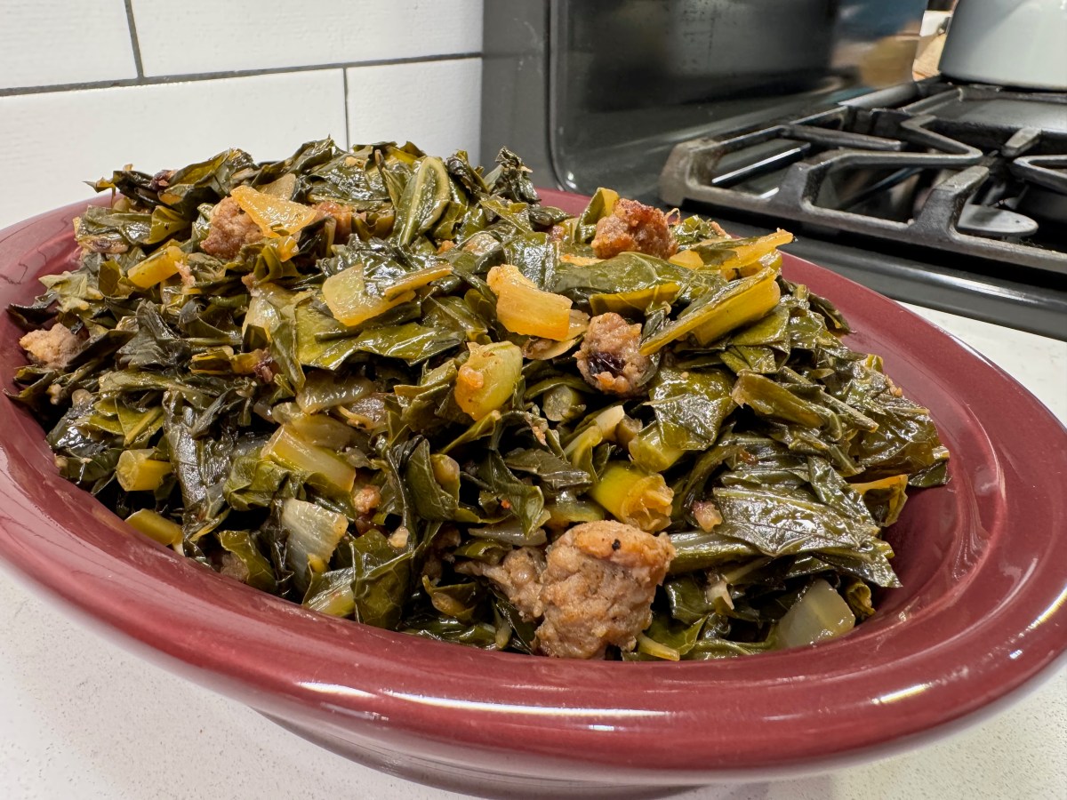Collards with Sausage and Beer Malt&nbsp;Vinegar